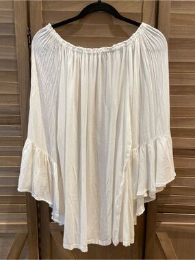 Women’s By The Sea Boho Style Off Shoulder White Top Blouse Gypsy Bell Sleeves L